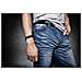 Bracciale in Pelle per Uomo, ""Double"", 17cm, Nero - Foto miniatura 4