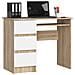 Scrivania per computer A6 sinistro, 3 cassetti, 90x50x77 cm, Colore Sonoma Quercia e Bianco - Foto miniatura 1