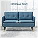 Divano 2 Posti In Tessuto Con Cuscini Imbottiti E Gambe In Acciaio 139x68x80cm, Blu Scuro - Foto miniatura 2