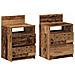 Comodini 2 Pz Con 2 Cassetti Legno Antico 40x33x60 Cm - Foto miniatura 2