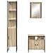 Set di mobili per il bagno con lo scaffale 3 pcs rovere sonoma - Foto miniatura 8