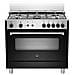 Cucina a Gas AMN965GNEV 5 Fuochi a Gas Forno a Gas Ventilato Classe A+ Dimensioni 90 x 60 cm Colore Nero Serie Americana - Foto miniatura 1