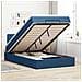 Pouf Letto con Materasso e LED Blu 120x200 cm in Tessuto - Foto miniatura 2