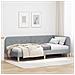 Cornice del letto ad angolo Grigio chiaro 90 x 200 cm Tessuto - Foto miniatura 2