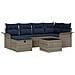 Set Divano da Giardino 7 pcs Grigio e Blu Navy polyrattan - Foto miniatura 1