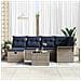 Set Divano da Giardino 7 pcs Grigio e Blu Navy polyrattan - Foto miniatura 3