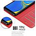 Custodia Compatibile Con Samsung Galaxy A7 2018 In Rosso Carminio - Coperchio Protettiva Con Chiusura Magnetica, Funzione Stand E Tasca Per Le Carte - Foto miniatura 5