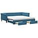 Divano Letto Estraibile Con Cassetti Blu 100x200 Cm In Velluto - Foto miniatura 1