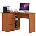 Scrivania ad angolo B16 sinistro, 3 cassetti, 124x85x77 cm, Colore Ontano - Foto miniatura 1