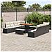 Set di divano da giardino  11 pezzi con cuscini, nero, polyrattan, acacia, Divano da giardino 2 posti  con cuscini in polyrattan nero, Set da pranzo da giardino 3 pezzi con cuscini in polyrattan nero, acacia - Foto miniatura 3