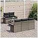 Set Divani Giardino  6 Pezzi con Cuscini Rattan Sintetico Grigio, Divano Giardino 2 Posti  con Ripostiglio e Cuscini Rattan Sintetico Grigio - Foto miniatura 3