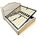 Letto Vintage In Velluto Beige Con Borchie, Led E Contenitore - Foto miniatura 2