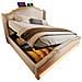 Letto Vintage In Velluto Beige Con Borchie, Led E Contenitore - Foto miniatura 1