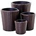 Vasi Tondi in Polyrattan Mod. Rapis Colore Marrone Set 4 Pezzi - Foto miniatura 1