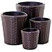 Vasi Tondi in Polyrattan Mod. Rapis Colore Marrone Set 4 Pezzi - Foto miniatura 2