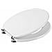 Copriwater Sedile Tavoletta Tazza Bagno Wc Universale In Legno Rivestito Bianco - Foto miniatura 1