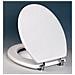 Copriwater Sedile Tavoletta Tazza Bagno Wc Universale In Legno Rivestito Bianco - Foto miniatura 2