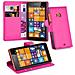Custodia Compatibile Con Nokia Lumia 535 In Rosa Vivo - Coperchio Protettiva Con Chiusura Magnetica, Funzione Stand E Tasca Per Le Carte - Foto miniatura 1