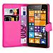 Custodia Compatibile Con Nokia Lumia 535 In Rosa Vivo - Coperchio Protettiva Con Chiusura Magnetica, Funzione Stand E Tasca Per Le Carte - Foto miniatura 2