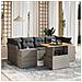 Set Divani Da Giardino 7 Pz Con Cuscini Grigio In Polyrattan - Foto miniatura 3