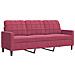 Divano A 3 Posti Rosso Vino 180 Cm In Velluto - Foto miniatura 2