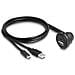 Cavo USB 2.0 USB Tipo-A maschio e USB Type-C maschio per USB Tipo-A femmina 90° angolato e USB Type-C femmina 90° angolato per l'incasso da 1 m nero - Foto miniatura 1