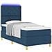 Letto con Rete a Molle con Materasso & LED Blu 100x200 cm Tessuto - Foto miniatura 1