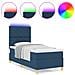 Letto con Rete a Molle con Materasso & LED Blu 100x200 cm Tessuto - Foto miniatura 4