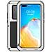 Cover per P40 Pro - Silicone+Metallo, Argento, Antiurto - Foto miniatura 1