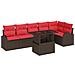 Set Divano da Giardino 7 pcs Marrone e Rosso polyrattan - Foto miniatura 1