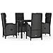 Set Da Pranzo Da Giardino 5 Pz Nero Con Cuscini In Polyrattan - Foto miniatura 2