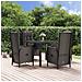 Set Da Pranzo Da Giardino 5 Pz Nero Con Cuscini In Polyrattan - Foto miniatura 1