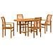 Set pranzo giardino  5 pezzi in legno massello di teak, Sedia da giardino impilabile  2 pz in legno massello di teak - Foto miniatura 1