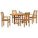 Set pranzo giardino  5 pezzi in legno massello di teak, Sedia da giardino impilabile  2 pz in legno massello di teak - Foto miniatura 3