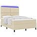 Letto con Rete a Molle con Materasso & LED Crema 140x200 cm Tessuto - Foto miniatura 1
