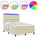 Letto con Rete a Molle con Materasso & LED Crema 140x200 cm Tessuto - Foto miniatura 4