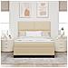 Letto con Rete a Molle con Materasso & LED Crema 140x200 cm Tessuto - Foto miniatura 5