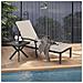 Mobili Da Salotto Con Chaise Longue, Con Cuscino In Cotone Impermeabile Beige, Alluminio Antiruggine Reclinabile Regolabile (1 Pz) - Foto miniatura 2