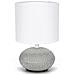 Lampada Da Tavolo E14 Ceramica Grigio|paralume Tessuto Bianco|h22,5cm - Foto miniatura 1