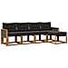 Set di divani da esterno con cuscino 5 pcs Naturale e Nero - Foto miniatura 1