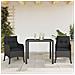 Set da Pranzo da Giardino 3 pz con Cuscini Nero in Polyrattan - Foto miniatura 8