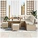 Set Divano da Giardino  da 8 Pezzi con Cuscini Beige Polyrattan Acacia, Divano da Giardino  a 2 Posti con Cuscini Beige Polyrattan, Set da Pranzo da Giardino  da 3 Pezzi con Cuscini Beige Polyrattan Acacia - Foto miniatura 3