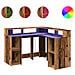 Scrivania con Luci LED Legno Antico 130x130x91 cm in Truciolato - Foto miniatura 1