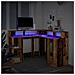 Scrivania con Luci LED Legno Antico 130x130x91 cm in Truciolato - Foto miniatura 5