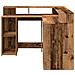 Scrivania con Luci LED Legno Antico 130x130x91 cm in Truciolato - Foto miniatura 6