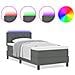 Letto con Rete a Molle con Materasso & LED Grigio Scuro 90x190 cm Tessuto - Foto miniatura 4