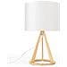 Lampada Da Tavolo E27 Legno | Paralume Tessuto Bianco | H42cm - Foto miniatura 1
