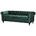 Divano Vintage A 3 Posti In Tessuto Verde Chesterfield - Foto miniatura 3
