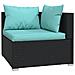 Set Divani da Giardino 5 pz con Cuscini in Polyrattan Nero - Foto miniatura 3