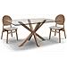 Set Tavolo Moderno Legno E Vetro Con 4 Sedie Imbottite - Foto miniatura 1